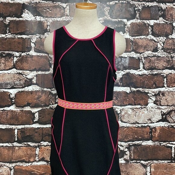 Tinley Road Midi Dress Sleeveless Black Pink Trim Sheath Size Small S - Picture 7 of 15